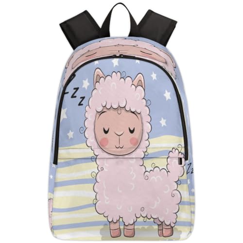 Sac à dos d'école rose alpaga parfait pour les sorties scolaires et voyages