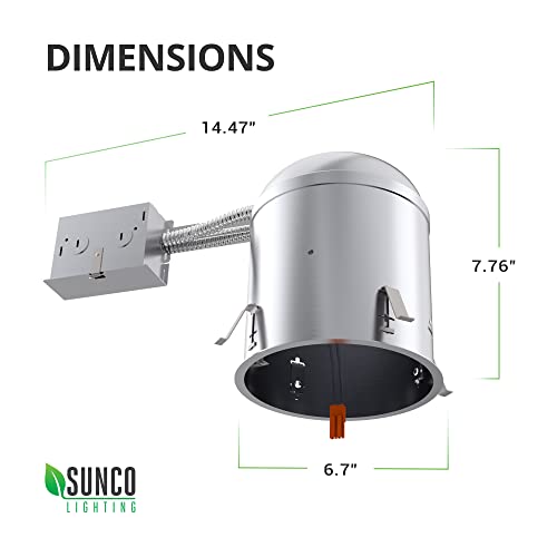 Sunco Can Lights For Ceiling 6 Inch Remodel Recessed Lighting Housing, 120-277V, Tp24 Connector Included, Air Tight Can, Easy Install, Ic Rated, Ul & Title 24 Compliant 6 Pack #TOP1