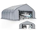 AMERLIFE 22.5 x 20 FT Enclosed Carport, Heavy Duty Car Port, Outdoor Car Shelter with Galvanized Steel Frame, Waterproof PE Cover, Wind & Snow Resistant, Silver