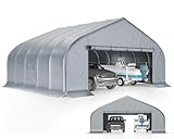 AMERLIFE 22.5 x 20 FT Enclosed Carport, Heavy Duty Car Port, Outdoor Car Shelter with Galvanized Steel Frame, Waterproof PE Cover, Wind & Snow Resistant, Silver