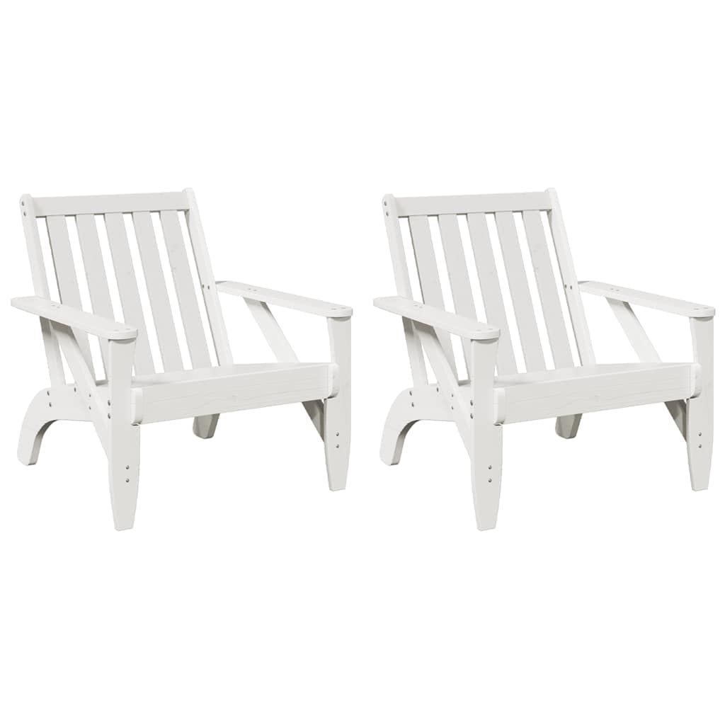 vidaXL Sillas de jardín Adirondack 2 uds Blanco 75x77x77 cm, Silla de jardín, Asiento de jardín, Asientos para Exteriores, Silla de Relax