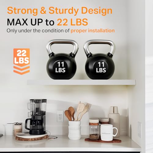 image for BAYKA White Floating Shelves for Wall, 22.5 inches Wall Mounted Rustic