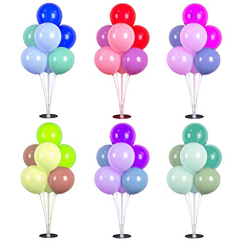 Joyvano Balloon Stand Kit – 6-Pack Balloon Holder Stand Set – Reusable Balloon Holders with Connectors – Ideal Table and Floor Centerpieces – Wide Sturdy Base – Instructions Included