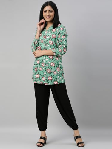 Image of GO COLORS Women Mid Rise Viscose Harem Pants | Wrinkle Free, Relaxed Fit, Free Size