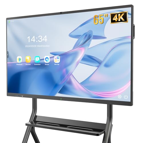 Image of Smart Board,65 Inch Interactive Whiteboard 4K Touchscreen Built in Ultra High Definition Camera Open App Ecosystem, Digital Presentation Electronic Smart WhiteBoard for Classroom Home Office