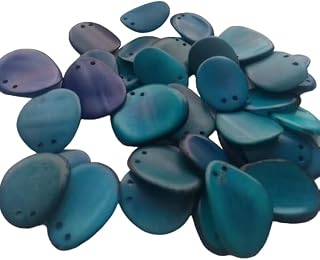 Tagua Nut Slices/Beads. 20 Small Slices in a Mix of Blue Colors. Jewelry Making. Handmade Beads from Colombia. Fair Trade. Eco-Friendly, Natural Jewelry Making Supplies Naturally Eco-Friendly Tagua