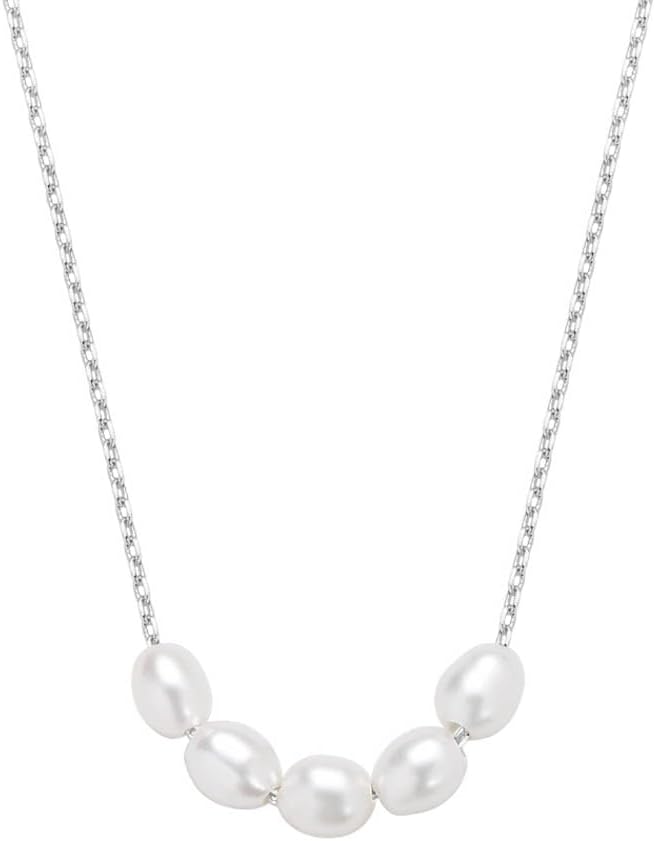 CAITLYNMINIMALIST 18K Gold Sterling Silver Rose Gold Pearl Bead Dainty Chain Necklace for Women Gift for Her