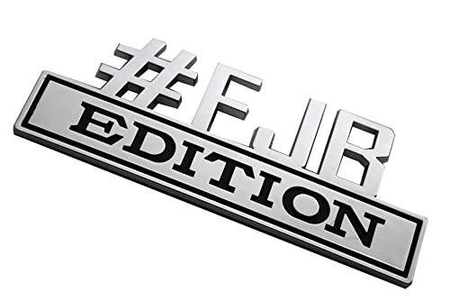 Image of Large #FJB Edition Emblem Car Bumper Sticker Badgeslide ​Decal fits Fender Car Truck Badge - 7 Inch Length (Chrome) (FD-# FJB Edition)