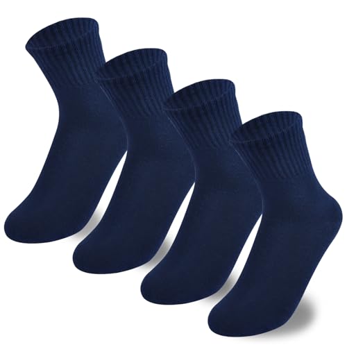 Boys Crew Socks - Kids Seamless Cotton Dress and Uniform Socks for Girls - 4/8 Pairs