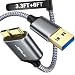 USB 3.0 Micro Cable, JSAUX 2 Pack (3.3ft+6.6ft) USB 3.0 A to Micro B Cable Charger Nylon Braided Cord Compatible with Samsung Galaxy S5, Note 3, Note Pro 12.2, Hard Drive, Camera etc. (Grey)