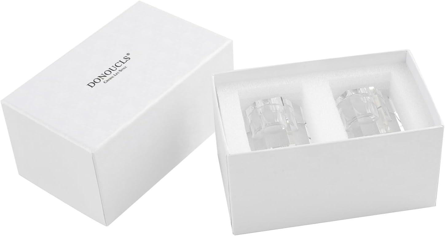 Crystal Candle Holders Pack of 2, Clear Crystal Tapered Candlesticks Holders, Tabletop Centerpiece Home Decor(2.4in Tall) - Image 8