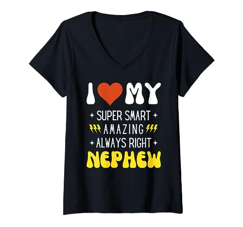 I Heart Love My NEPHEW Funny Family Matching V-Neck T-Shirt