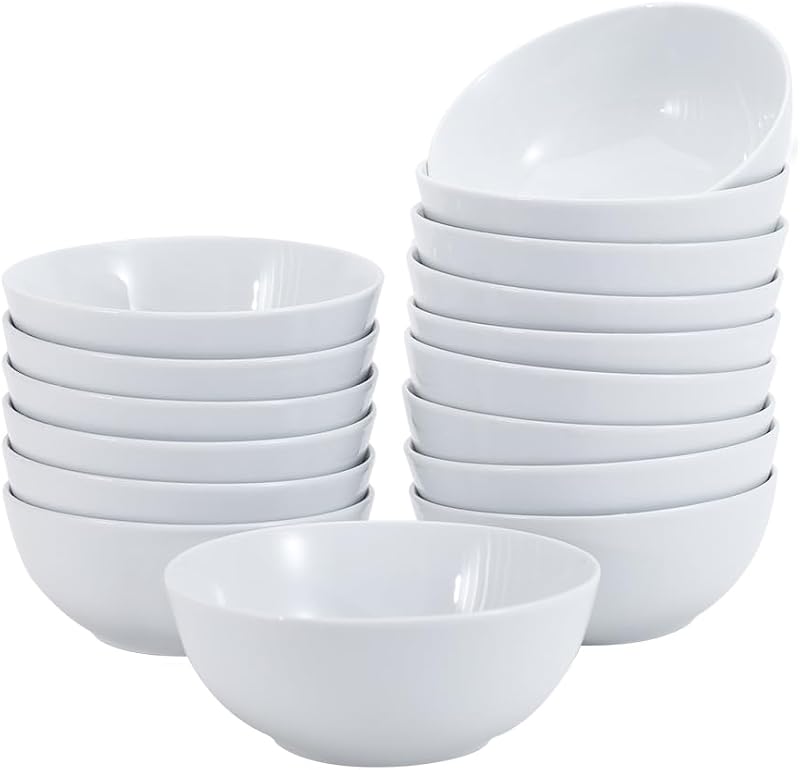 16-Pack White Porcelain Coupe Soup Bowl, 5.9" Diameter, Round, Microwave-Safe, Commercial-Grade