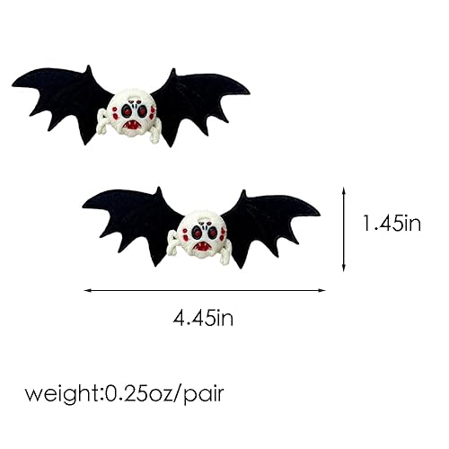 Miniatura 2 de ZHOUMEIWENSP Pinzas para el pelo de murciélago de calavera de Halloween, horquilla retro con clips punk, fabricación de estilos de cabello (monstruo)