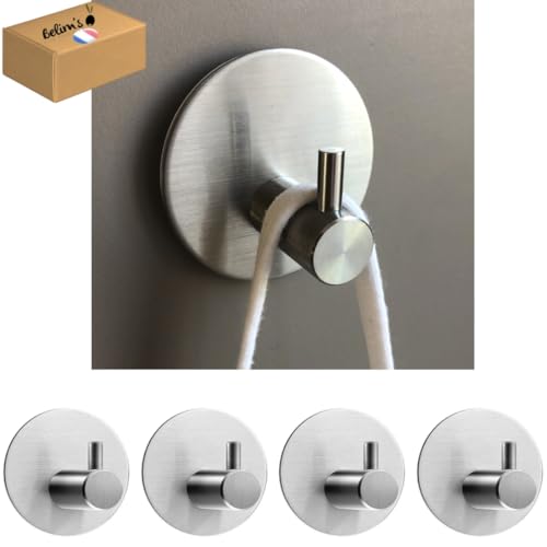 Belim's Crochet Adhesif - Porte Serviette Salle De Bain - Accroche Serviette torchon sdb WC Patere Adhésive - Porte Torchon Cuisine Mural Auto Adhésif - Support Attache Sans Percer (Gris)