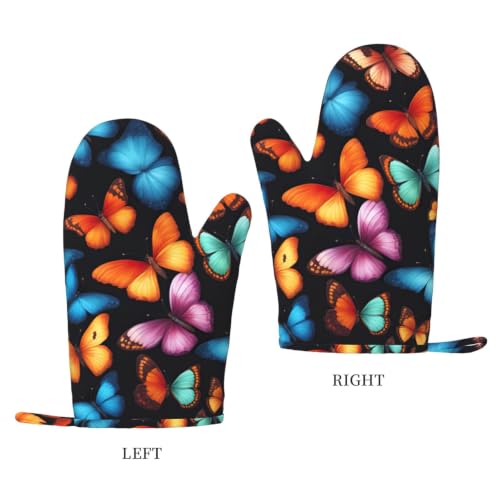 Gants résistants à la chaleur de qualité supérieure set de 4 imprimé papillon pour four