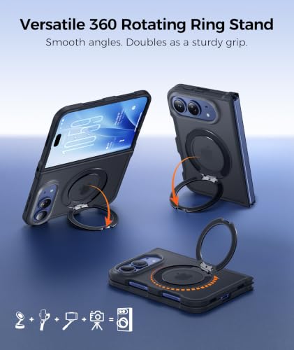 Image of FNTCASE for Phone Ultra /Phone Fold Case with 360 Spin Magnetic Stand Black