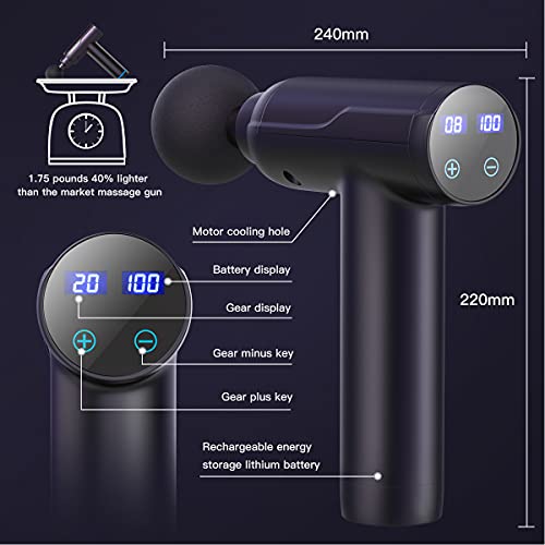 Rexin Scisfuture Massage Gun - Deep Tissue Percussion Massage with 6 Heads, 20 Speeds for Athletes, Relieves Sore Muscles
