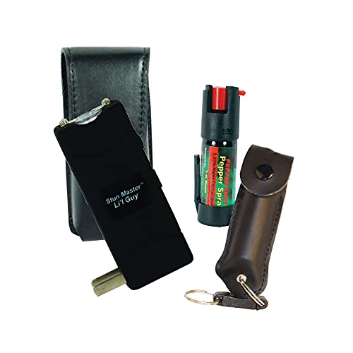 College Safety Bundle Safety Technology Lil Guy 60 MIL Stun Gun and a Pepper Shot 1.2% MC Pepper Spray with Leatherette Case
