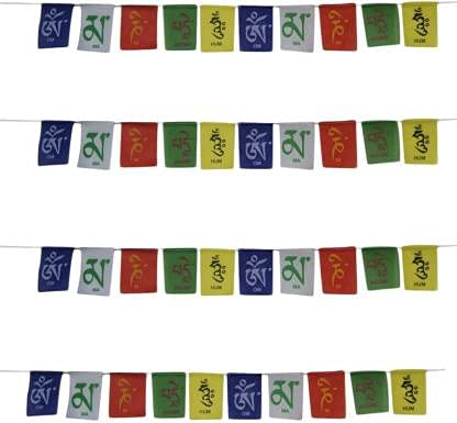 M N Vastu Fengshui Collection Tibetan Buddhist OM MANI Padme HUM Prayer Flag Combo of 4 Flags Decorative Showpiece-image-10