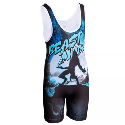 KO Sports Gear Unisex Wrestling Singlet for Adult Wrestlers - Wrestling Singlet for Men & Women - Bold Durable Uniform, Stretchy Breathable Material - Beast Mode, Adult XX-Large