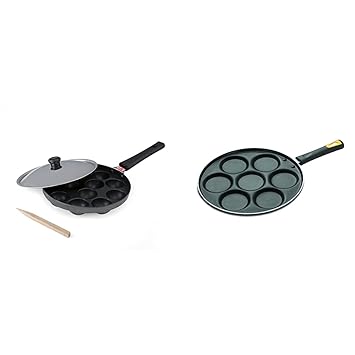 Anjali - DAL12 Appa Patra Diamond Series, Black + Anjali Mini Uttapam tawa, 7 Cavity