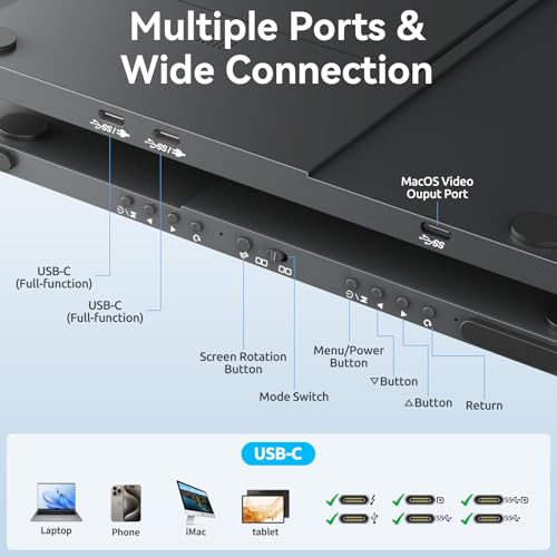 Image of MAGICRAVEN Portable Dual Monitor for Laptop, 1080P FHD IPS 100% sRGB Triple Screen,Plug & Play No Driver,Foldable Laptop Screen Extender,Compatible with Mac, Windows, 15.6 inch