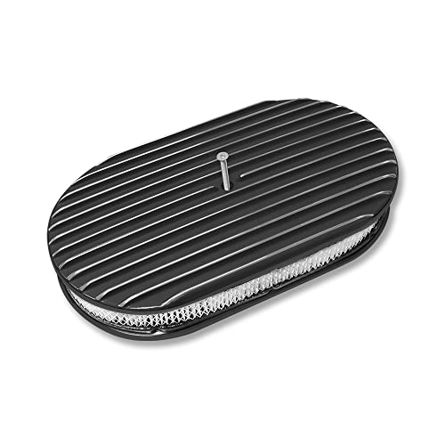 Demotor Performance Finned Short Valve Covers For Sbf 289 302 351W & 15" Oval Full Finned Air Cleaner, Black Finish #TOP5