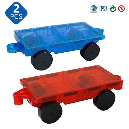 Magblock 2 Pieces Car Truck Chassis Wheel Set Compatible With Magnetic Tiles Magnet Toys For Kids Toddlers Preschool Gift Toys #TOP1