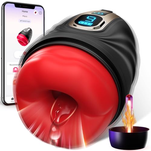 Male Masturbator Sex Toys for Men - SYDOWARDAL Penis Trainer Male Vibrator 2IN1 APP Control, Mouth-Wrapped Penis Vibrator Adult Toys with Heating Rod, LCD, Pocket Pussy Stroker Adult Sex Toys & Games