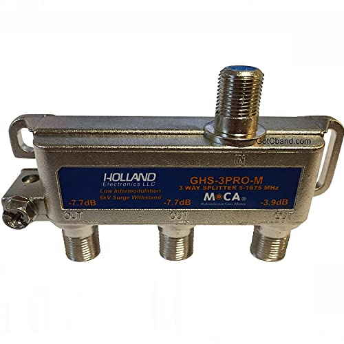 Holland Electronics 3-Way Balanced Splitter Moca Compliant 5-1675Mhz #TOP1