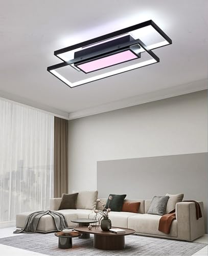 Lampe de salon moderne LED noire réglable à distance pour éliminer la fatigue oculaire