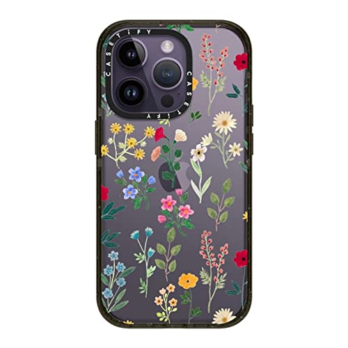CASETiFY �C���p�N�g iPhone 14 Pro �P�[�X [MIL�K�i���� (4x MIL-STD-810G)/2.5m����̗����������N���A] - Spring Botanicals 2 - �O���b�V�[ �u���b�N