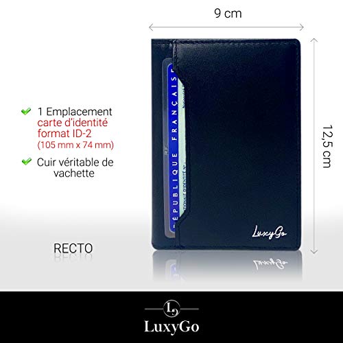 LuxyGo Portefeuille Homme - Porte Carte De Credit Anti RFID/NFC - Protection Cartes Bleue Pièce identité Francaise Permis Conduire - Etui Cuir - Protege Contre Le piratage Bancaire - Image 4