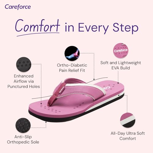 Image of Careforce Ortho Slippers for Women Daily Use, EVA Cushioned Anti-Slip Sliders & Flip Flops | Arch Support Chappal for Daily Comfort & All-Day Wear Orthopedic Footwear for Women