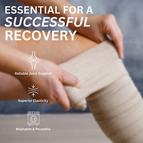 Elastic Bandage Wrap With Self-Closure [Pack Of 10] 6 Inch Comfort Athletic Compression Roll, 5 Yards Stretched For Customized Compression On Knee, Ankle, Wrist + Vakly First Aid Kit Guide (6''X10) #TOP4