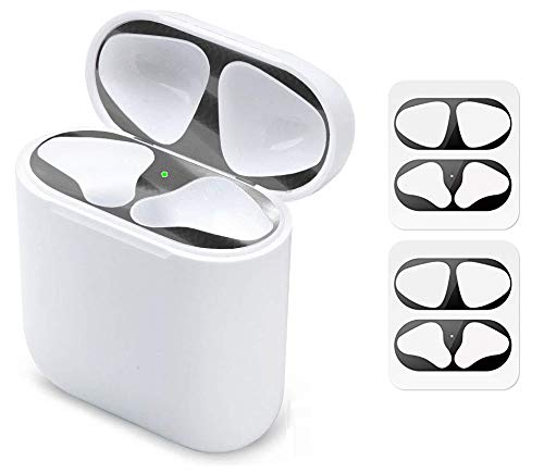 A-Focus AirPods 用ダストガード 金属製 防塵カバー AirPods第1世代と第2世代普通型用 Dust Guard 汚れ防止 金属粉 侵入防止 極薄型 2セット入り AirPods ダスト ガード ブラック