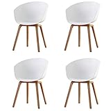  Naturelifestore 4er Set Esszimmerstuhl Scandinavian Sessel Beistellstuhl Retro-Design mit Soliden Metallbeinen, Weiß