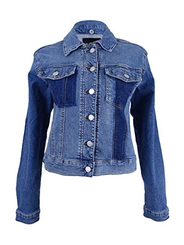 BUFFALO DAVID BITTON Women's Faux-fur-trim Patchwork Denim Jacket Top