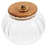 iplusmile Pot Verre Hermétique Forme de Citrouille avec Couvercle Récipient Transparent pour Rangement Cuisine Stockage Épices Café Thé Sucre