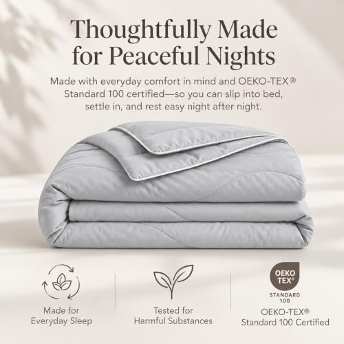 Percale Comforter, Breathable Blanket for Bed, Twin 60" x 80", Silver Gray - image 4