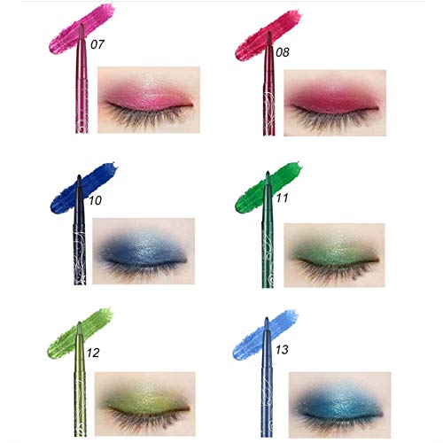 Kaiqikaixi Waterproof Eyeliner, 12 Color Eyeliner, Eye Shadow Pencil, Eyebrow Pencil, Lip Liner, Multifunctional Color Painting Cosmetic Tool. (12Pcs) #TOP5