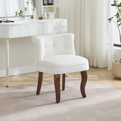 WUTUTUEE Velvet Vanity Chair with Back, Tufted Upholstered Vanity Stool