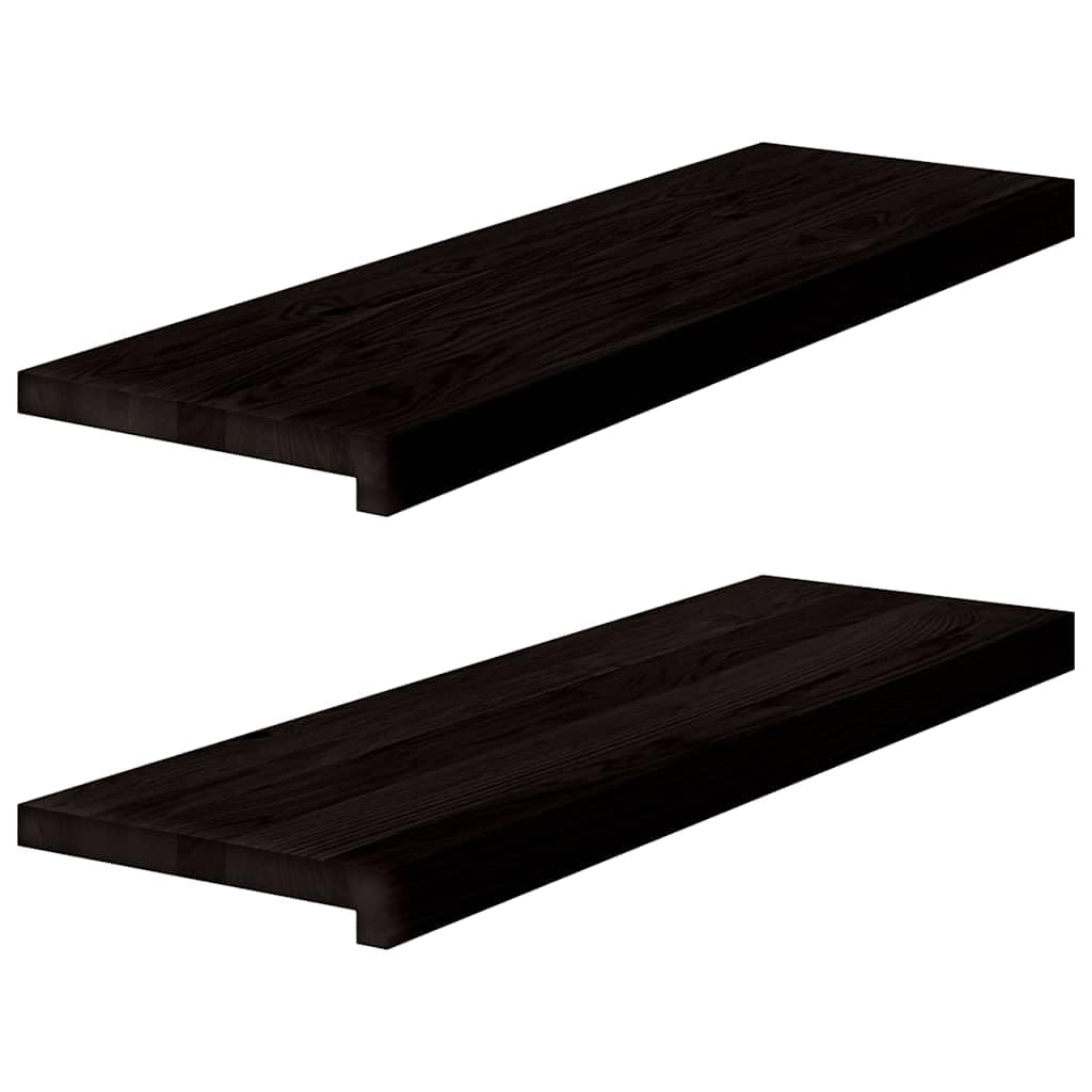 Scalette in rovere massiccio 2 pezzi 80x30x2 cm marrone-nero