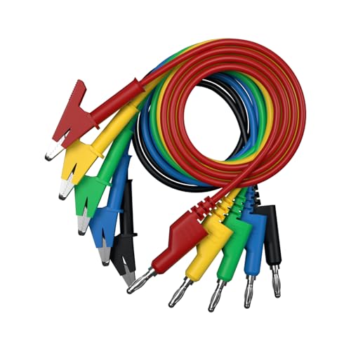 Image of Test Lead Cables with Banana Plugs, 5 Colors, 5 Pieces