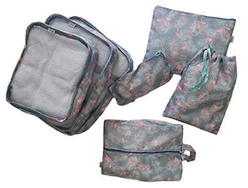 KIT ORGANIZADOR NECESSAIRE PARA MALA DE VIAGEM 7 PEÇAS AZUL FLAMINGO