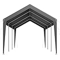 Happybuy 10x20 FT Heavy Duty Galvanized Steel Carport Canopy - Weatherproof Grey Shelter for Vehicles, UV & Water Resistant Outdoor Storage for Cars, Boats & Motorcycles