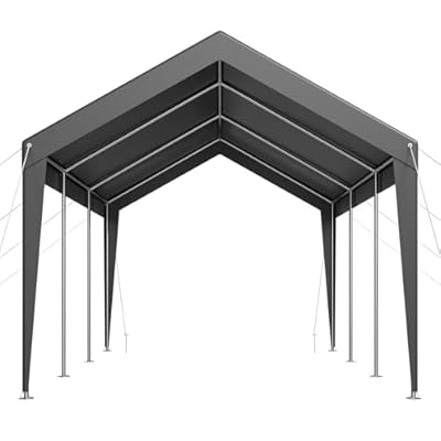 Happybuy 10x20 FT Heavy Duty Galvanized Steel Carport Canopy - Weatherproof Grey Shelter for Vehicles, UV & Water Resistant Outdoor Storage for Cars, Boats & Motorcycles