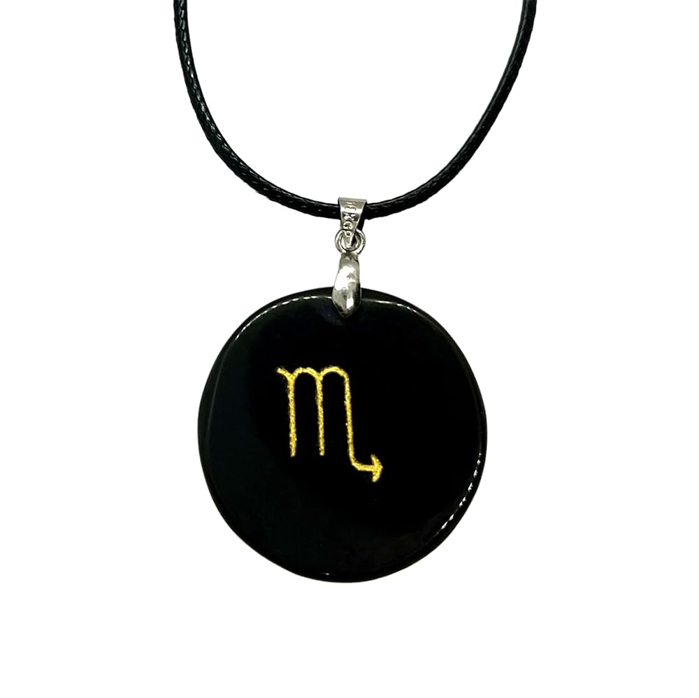 VIE Zodiac Coin Pendant, Scorpio, Black Tourmaline