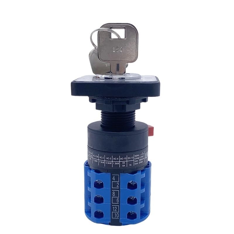 LW26-20YS5/3 Interruptor de Leva Giratorio de 20 A con Interruptor de Potencia Dual con Llave de Bloqueo de 22,3 mm y Orificio único de instalación
